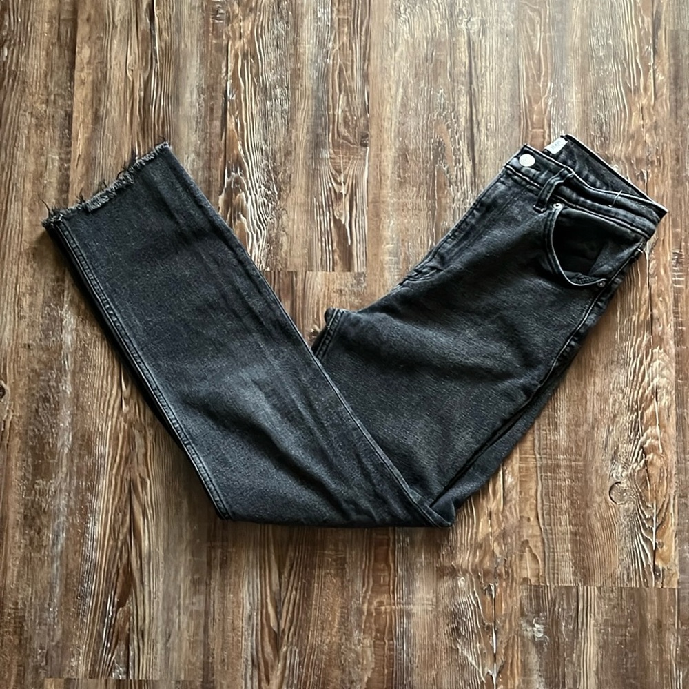 Abercrombie Fitch Charcoal Gray Ankle Straight Ultra High Rise Jeans Size 4 LONG